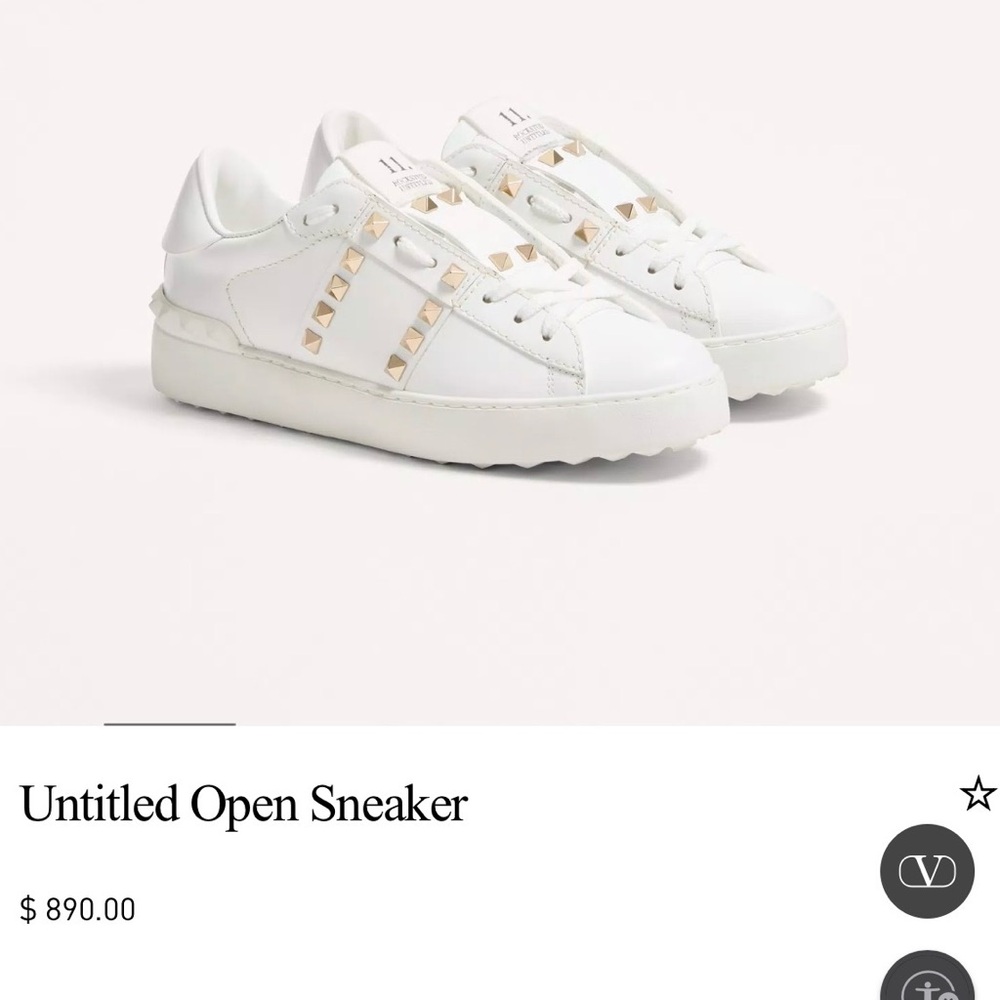 Valentino White Sneakers with Gold Accents - Untitled Open Sneaker